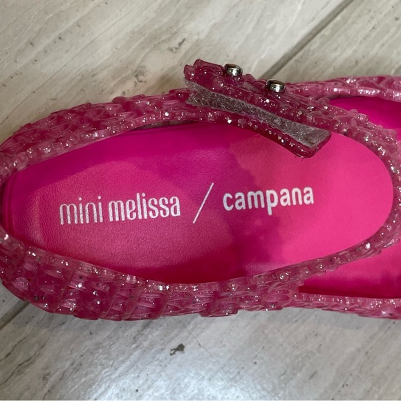 Mini Melissa Campana Mary Jane Toddler Flats Ballerinas 32995 with Box Glitter 9 - Picture 7 of 13